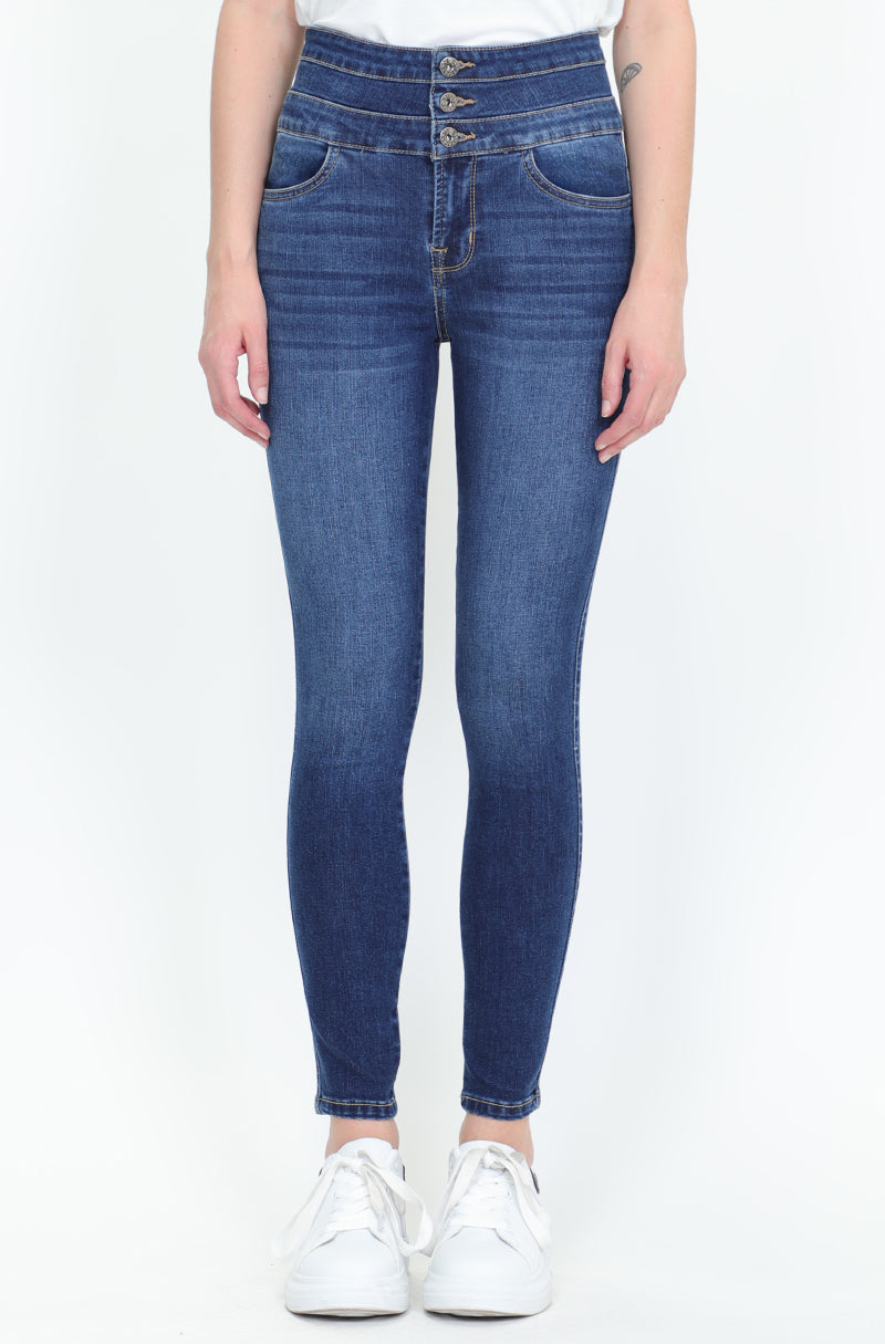0228 Jeans Skinny Cintura Súper Alta