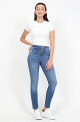 0228 Jeans Skinny Cintura Súper Alta